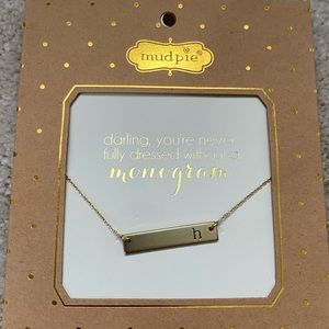 H monogram bar necklace
